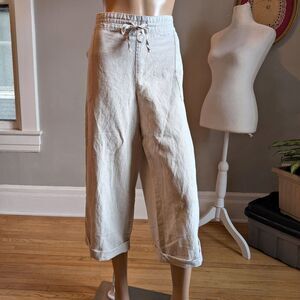 NWT Vintage Y2K Liz Claiborne Linen Trousers Cropped Coastal Cuffed Size L